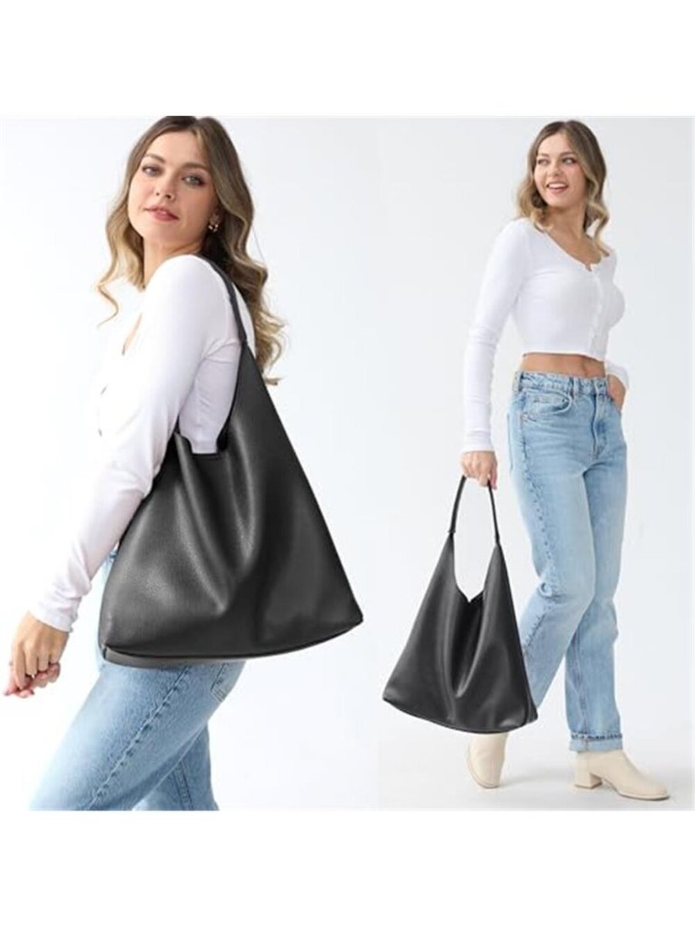 Hobo Bag for Women Soft Vegan Leather Shoulder Tote Purse - Picture 2 of 7